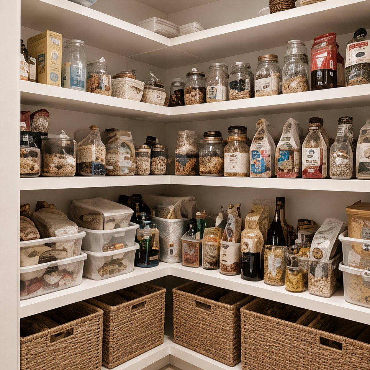 Organised pantry shelves